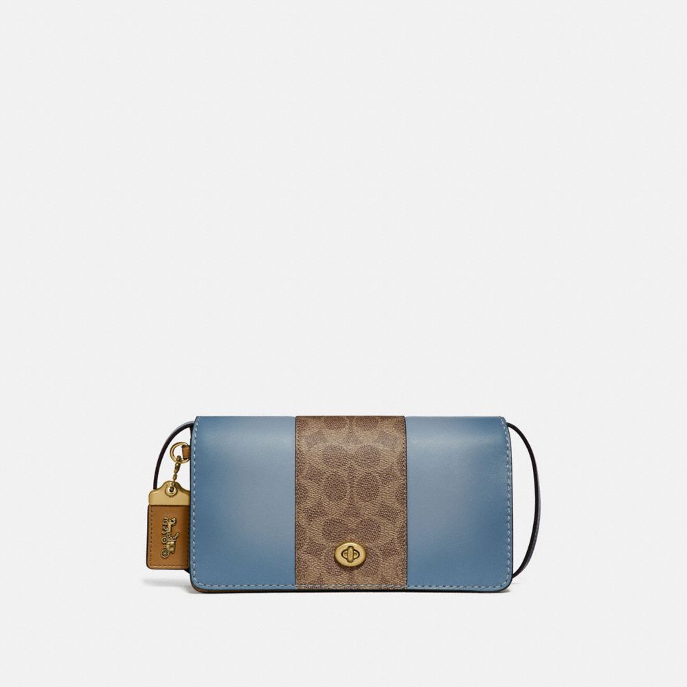 COACH DINKY WITH SIGNATURE CANVAS BLOCKING - BRASS/TAN MIST - 76368