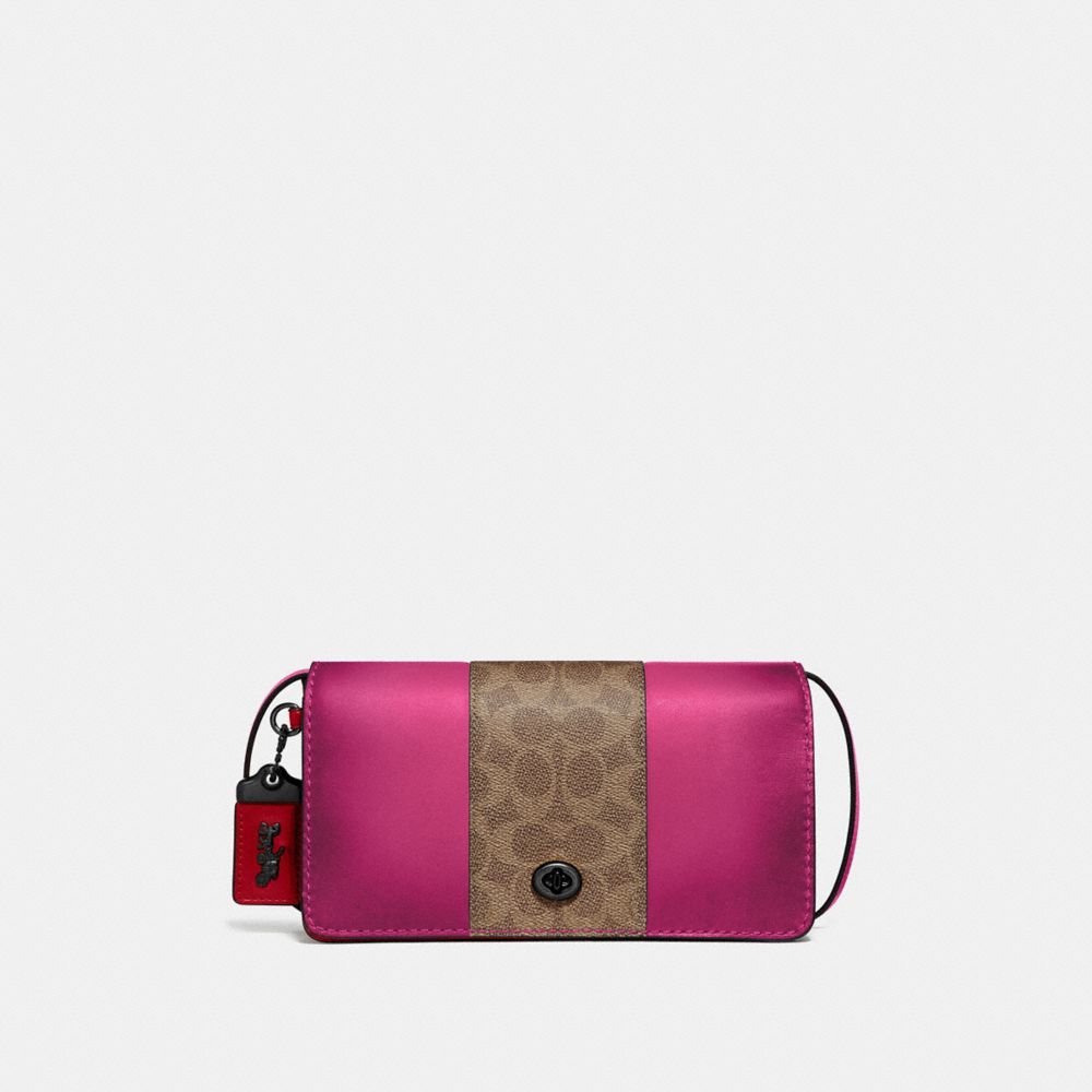 DINKY WITH SIGNATURE CANVAS BLOCKING - V5/TAN BRIGHT PINK - COACH 76368