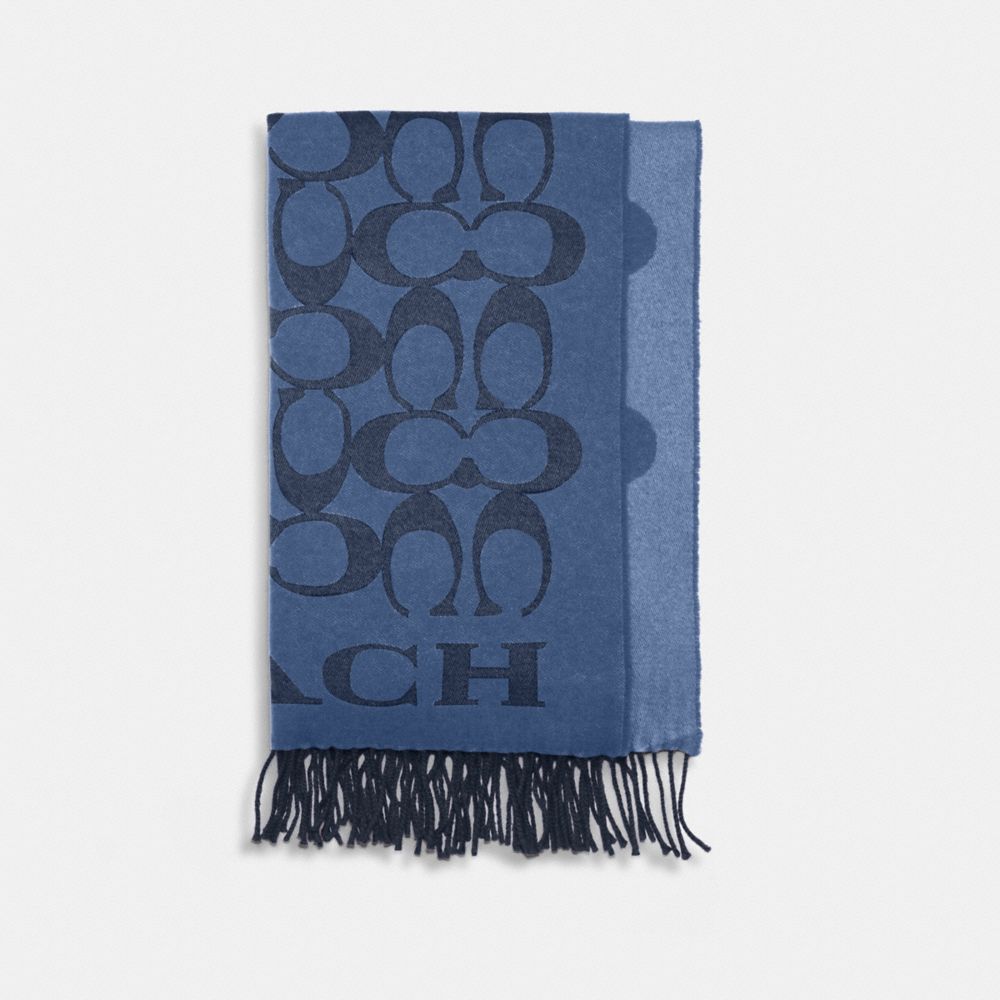 COACH SIGNATURE OVERSIZED MUFFLER - COBALT - 76384