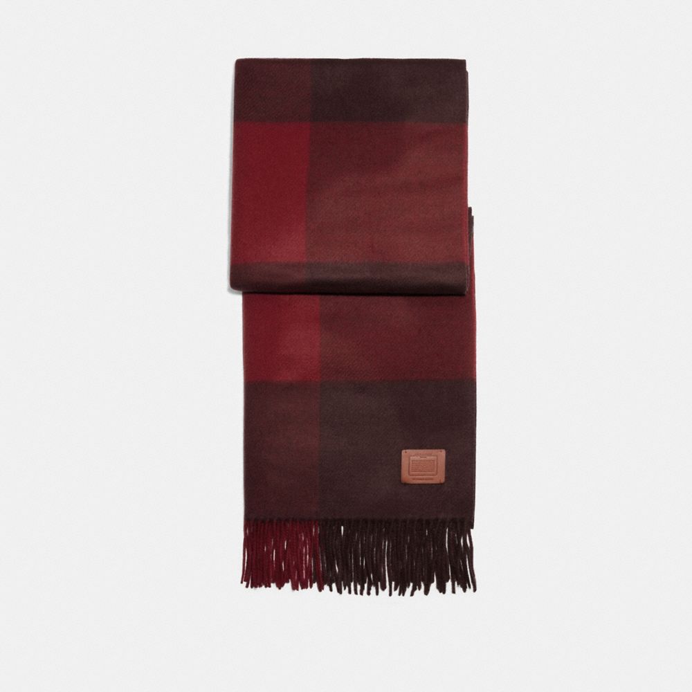 COACH 76389 Buffalo Plaid Print Oversized Muffler OXBLOOD