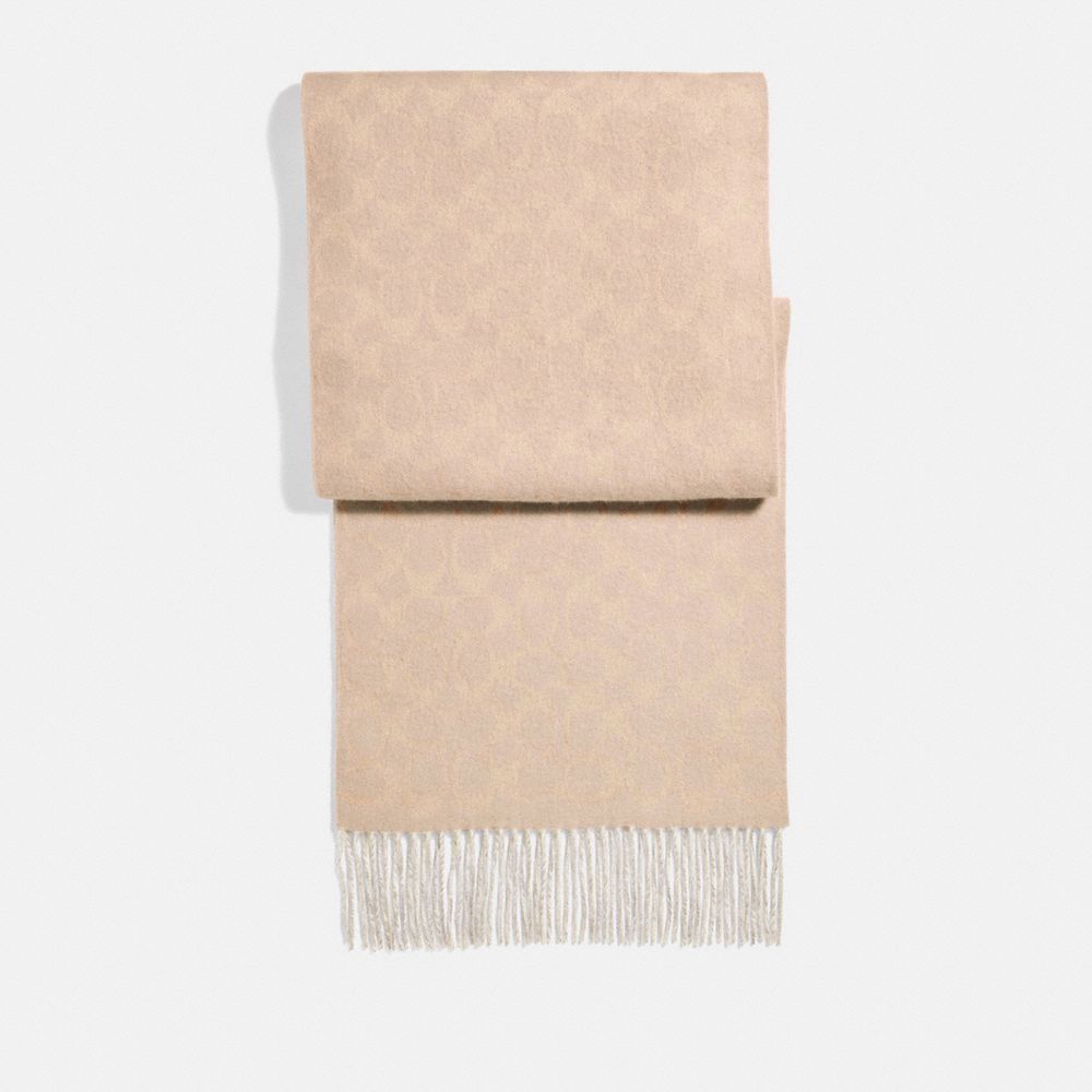 Reversible Signature Cashmere Muffler - CHALK - COACH 76396