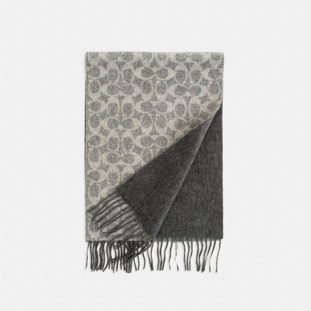 Reversible Signature Cashmere Muffler - DOVE GREY - COACH 76396