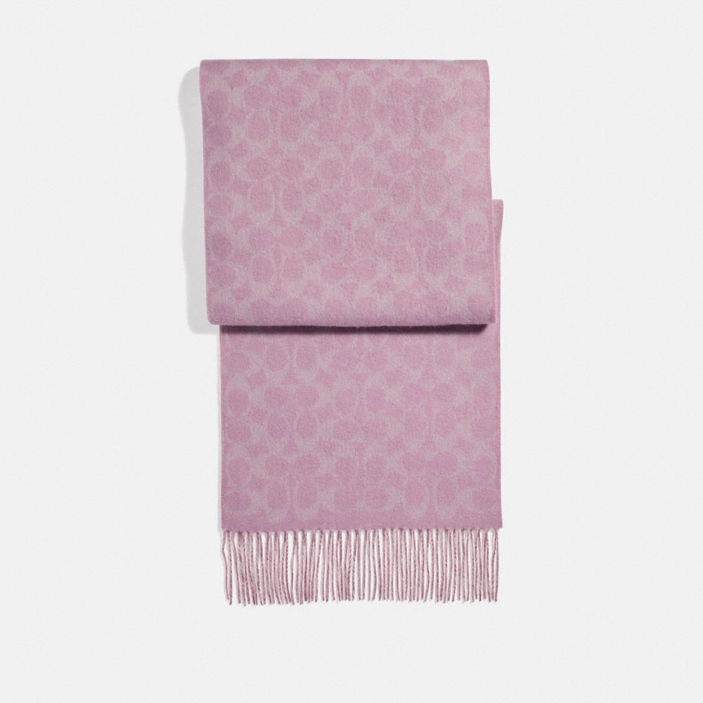 REVERSIBLE SIGNATURE CASHMERE MUFFLER - 76396 - TRUE PINK