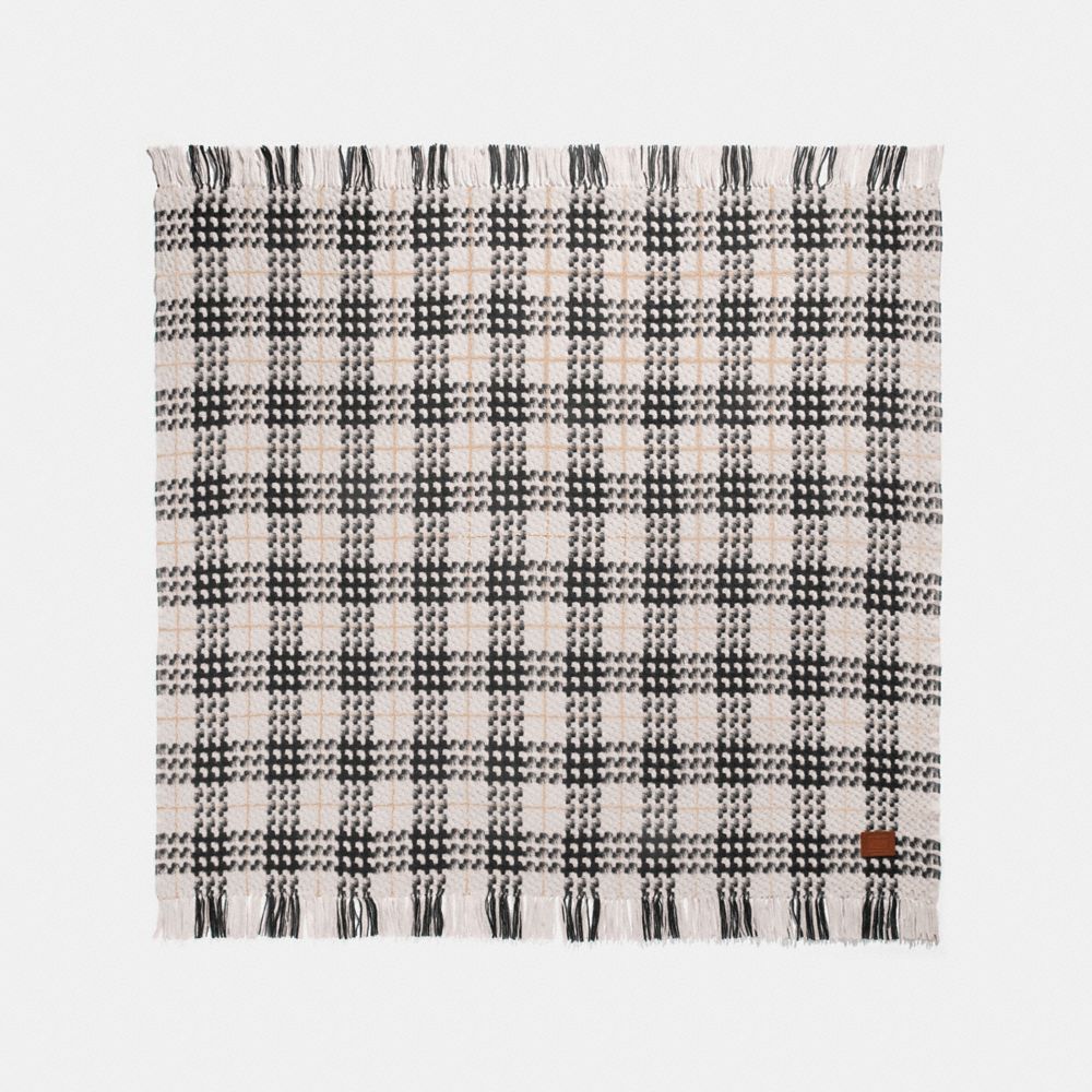 COACH 76398 Plaid Print Blanket Scarf CHALK