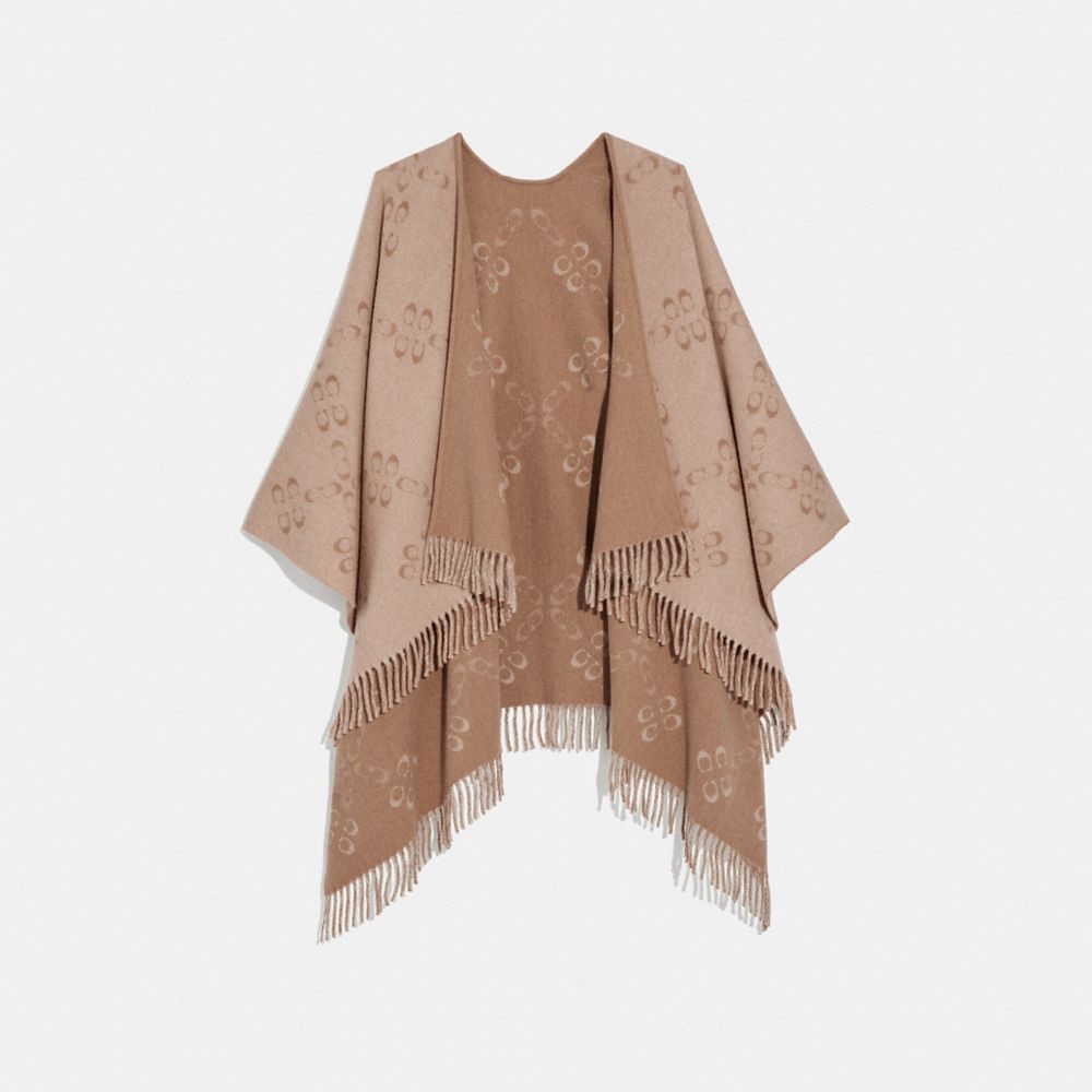 Reversible Signature Monogram Poncho - 76402 - OATMEAL