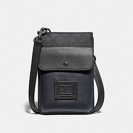 COACH Hybrid Pouch With Signature Canvas Blocking - CHARCOAL SIGNATURE MULTI - 76424