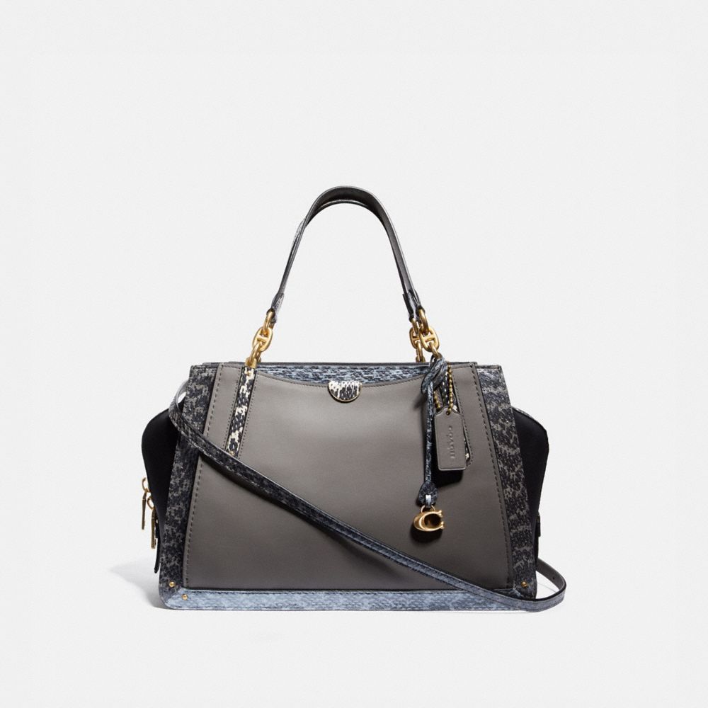 COACH 76459 DREAMER 36 IN COLORBLOCK WITH SNAKESKIN DETAIL B4/HEATHER GREY MULTI