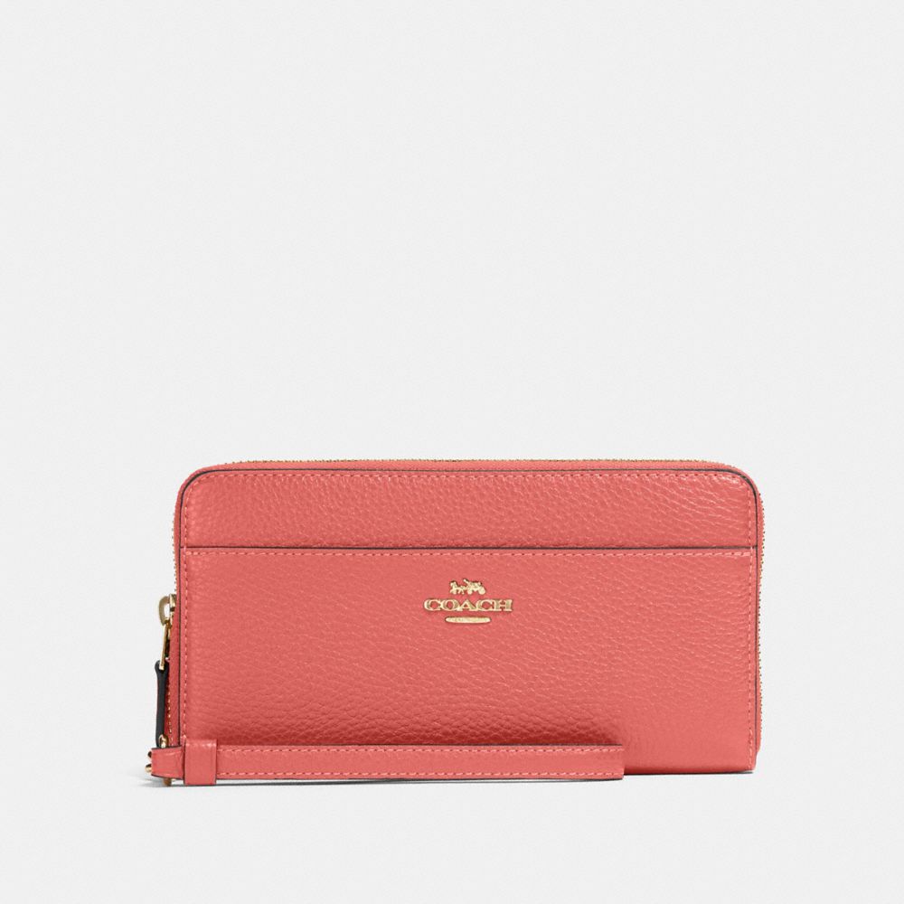 COACH 76517 ACCORDION ZIP WALLET IM/BRIGHT CORAL