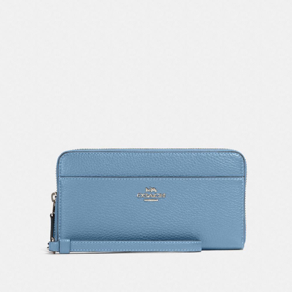 COACH ACCORDION ZIP WALLET - SV/SLATE - 76517