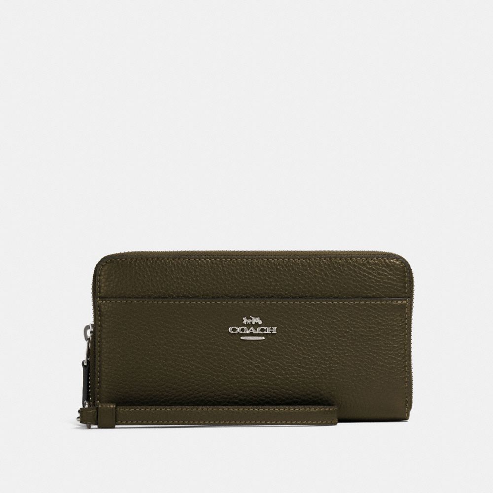 COACH 76517 - ACCORDION ZIP WALLET WITH WRISTLET STRAP SV/CARGO GREEN