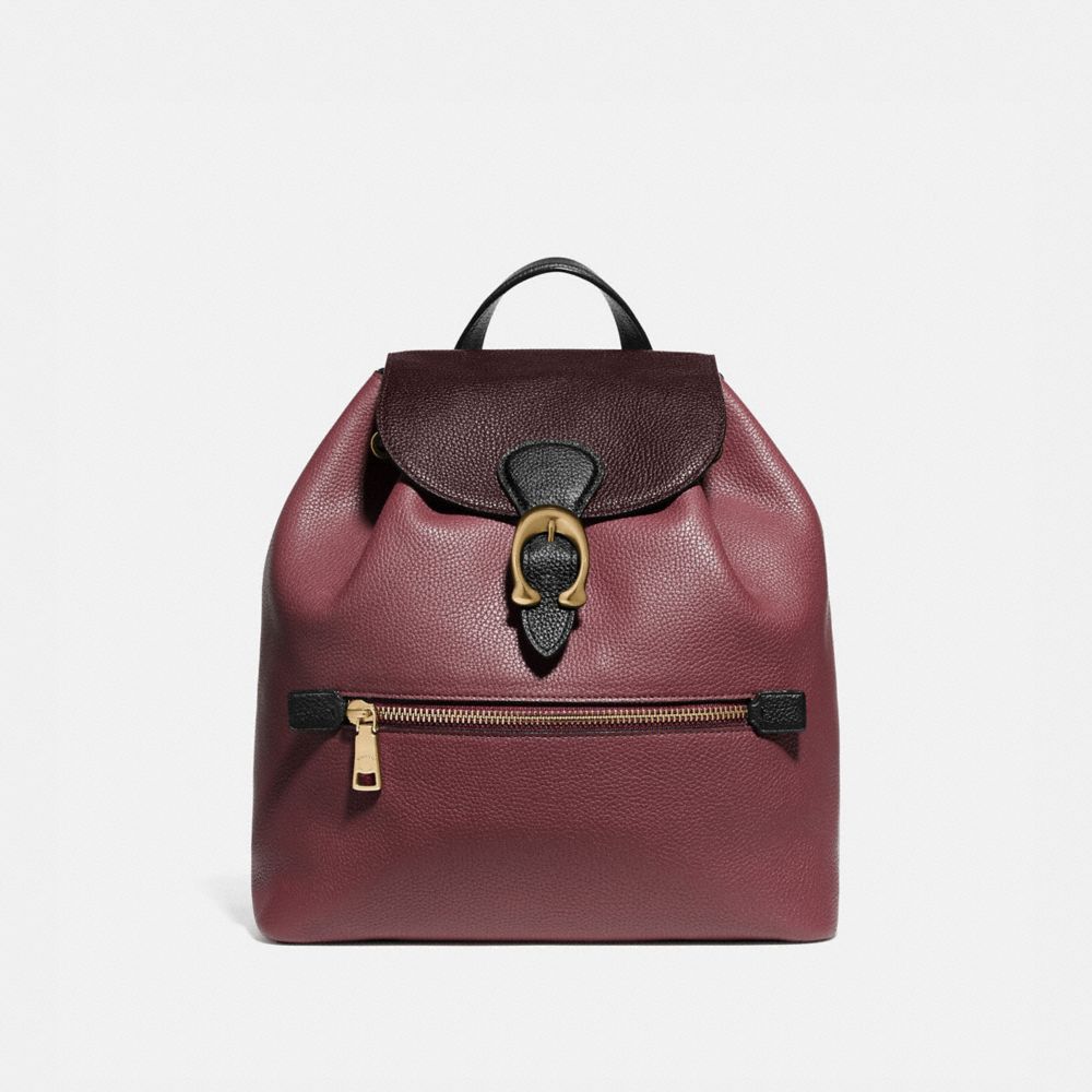 EVIE BACKPACK IN COLORBLOCK LEATHER - 76534 - VINTAGE MAUVE MULTI/BRASS