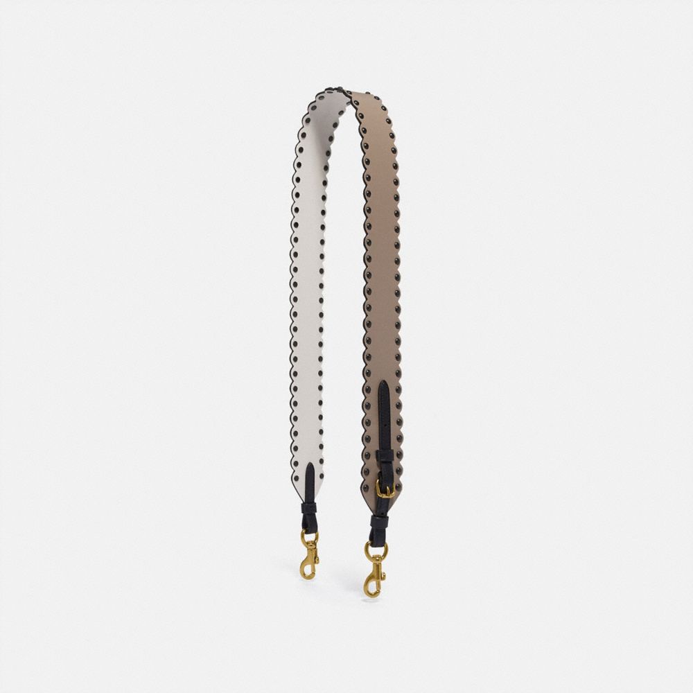 STRAP WITH SCALLOP RIVETS - STONE MULTI/BRASS - COACH 76551