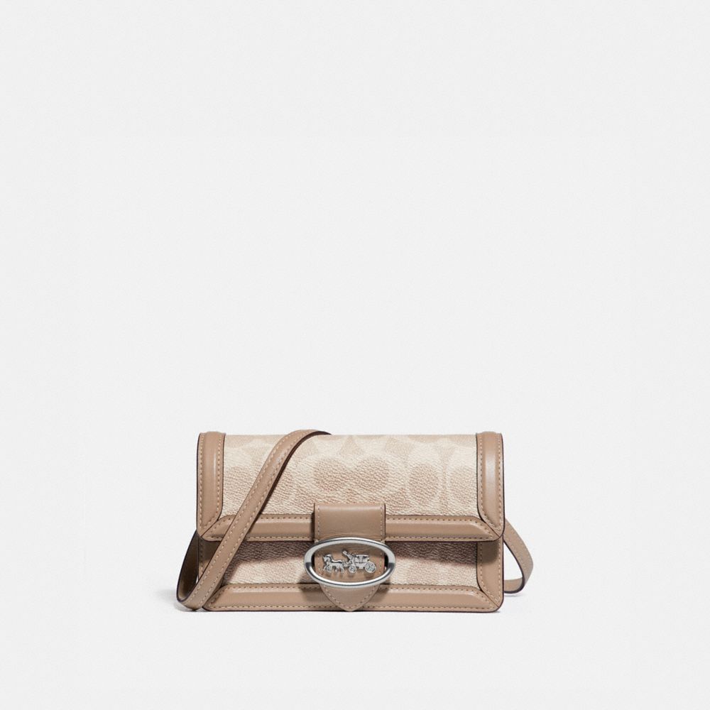 Riley Convertible Belt Bag In Colorblock Signature Canvas - 76594 - LIGHT ANTIQUE NICKEL/SAND TAUPE