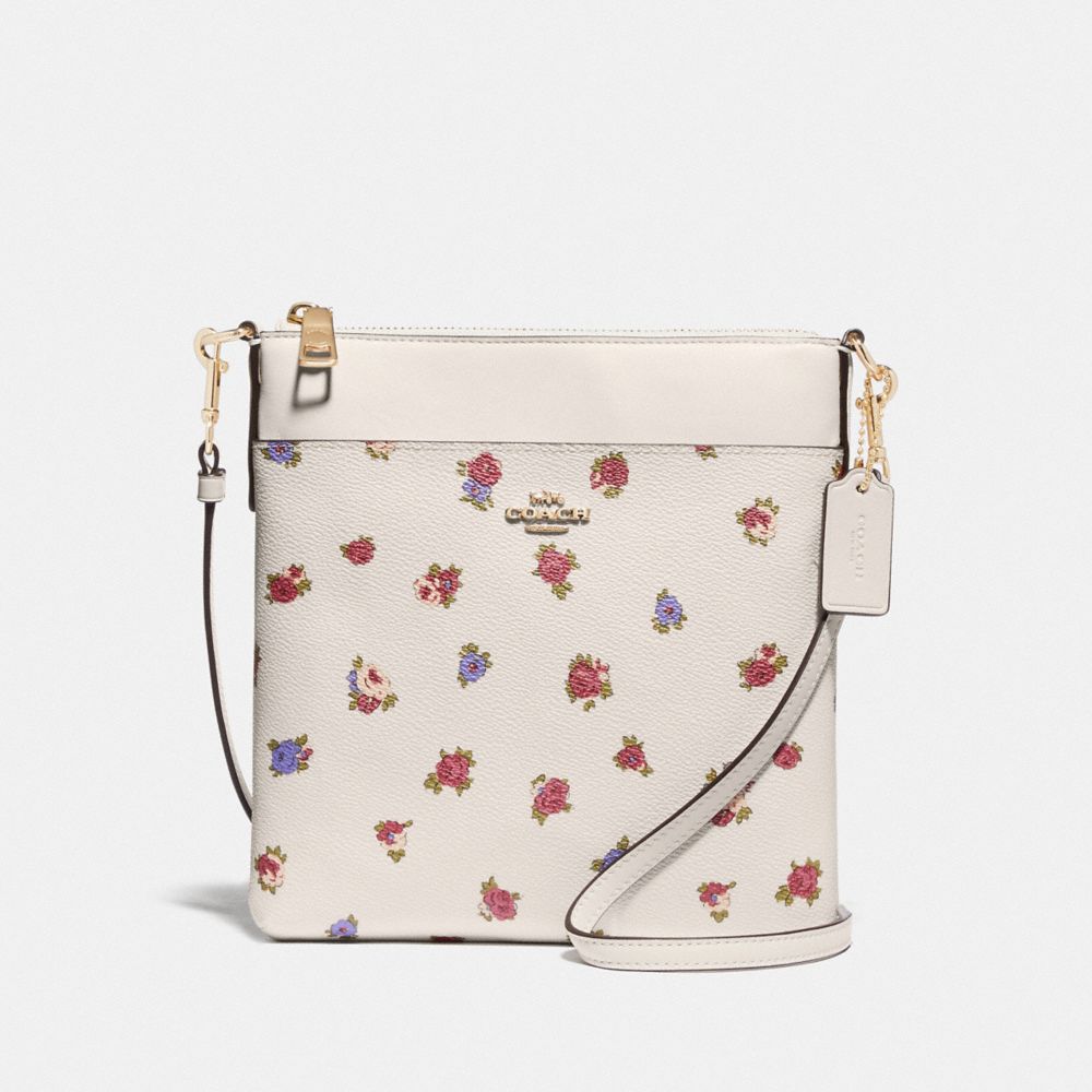 COACH 76605 KITT MESSENGER CROSSBODY WITH VINTAGE ROSEBUD PRINT CHALK-MULTI/GOLD