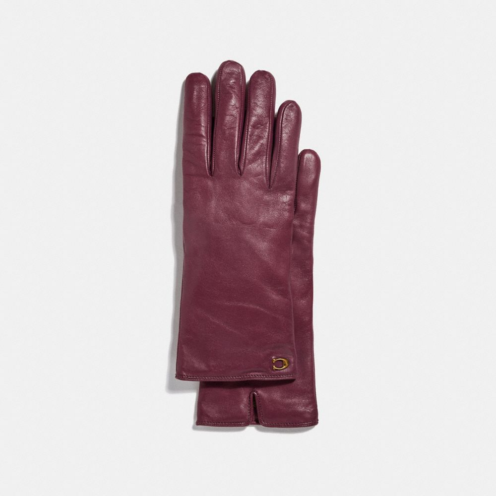 COACH 76609 Sculpted Signature Leather Tech Gloves VINTAGE MAUVE