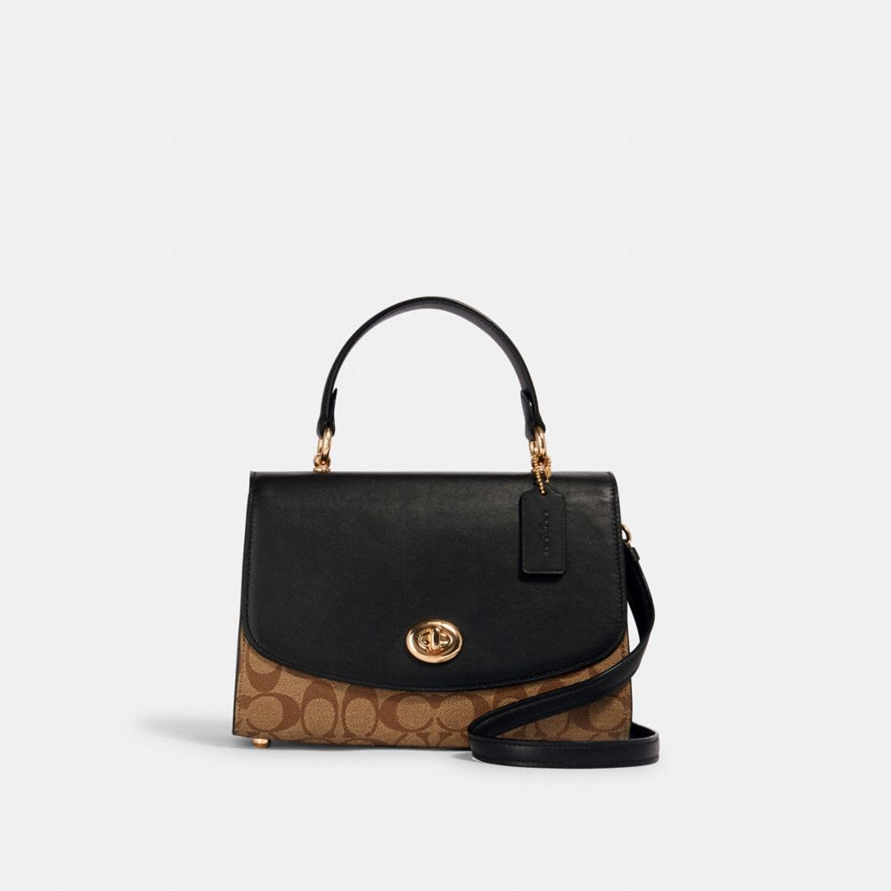 COACH TILLY TOP HANDLE SATCHEL IN SIGNATURE CANVAS - IM/KHAKI/BLACK - 76620