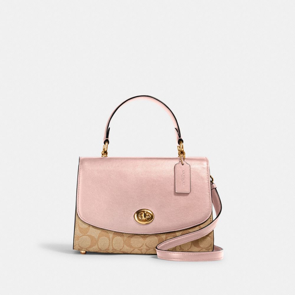 COACH TILLY TOP HANDLE SATCHEL IN SIGNATURE CANVAS - IM/LIGHT KHAKI BLOSSOM - 76620