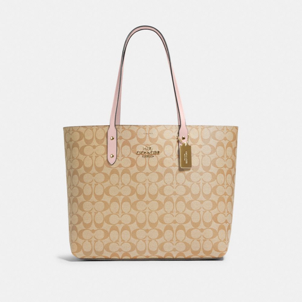 TOWN TOTE IN SIGNATURE CANVAS - 76636 - IM/LIGHT KHAKI BLOSSOM