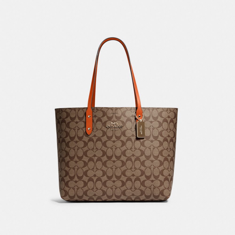 COACH 76636 Town Tote In Signature Canvas IM/KHAKI SEDONA