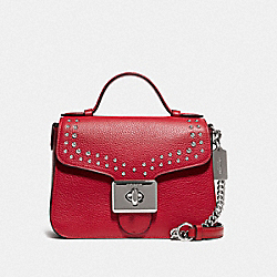 COACH 76689 Cassidy Top Handle Crossbody With Rivets SV/BRIGHT CARDINAL