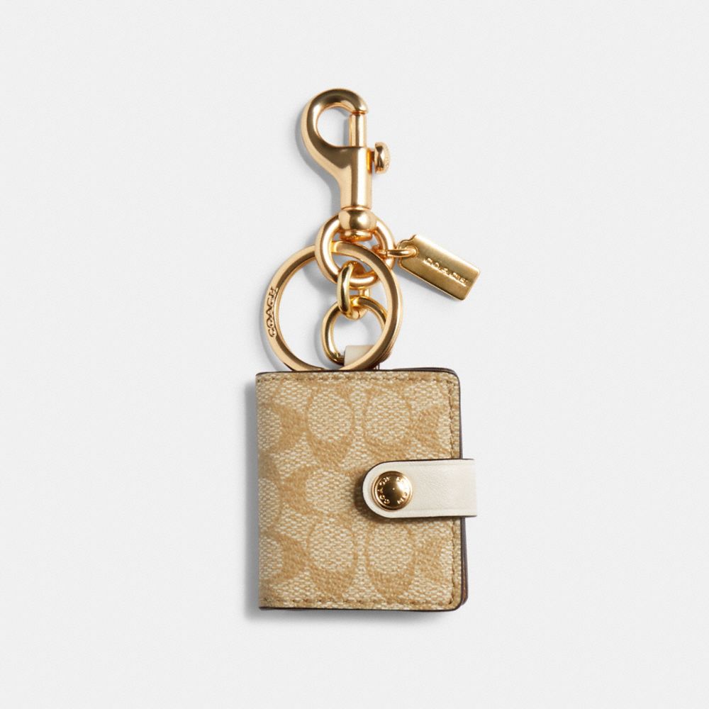 COACH 77675 - PICTURE FRAME BAG CHARM IN SIGNATURE CANVAS IM/LIGHT KHAKI