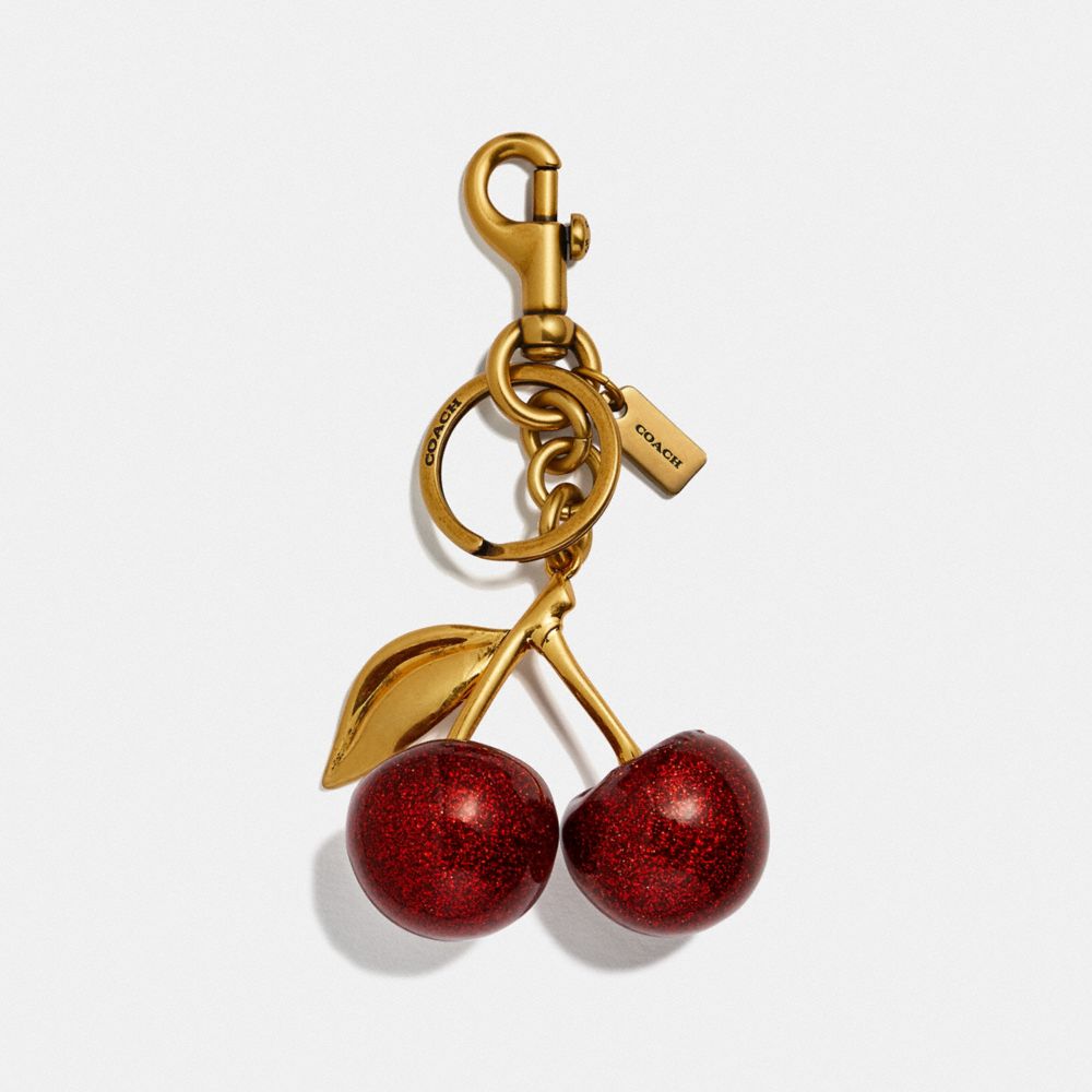 COACH 77840 Cherry Bag Charm Brass/Red Apple