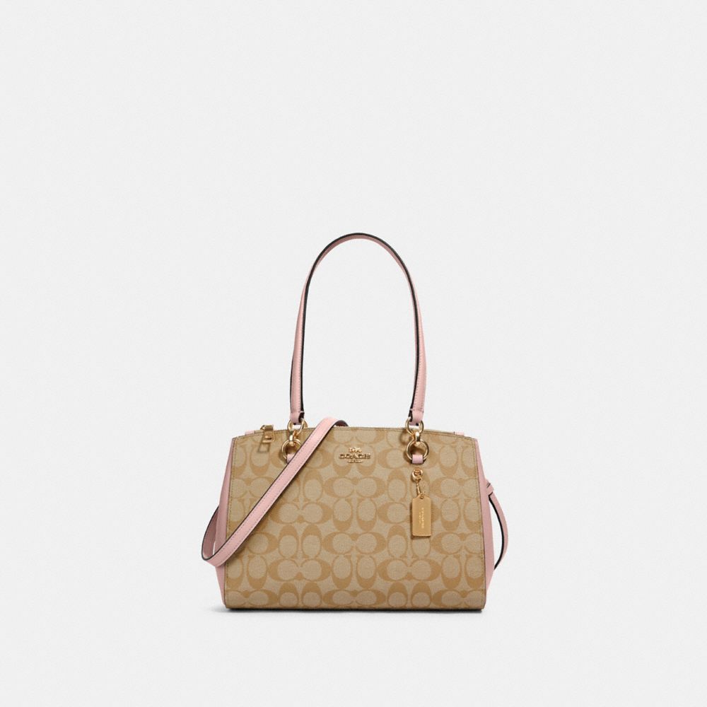 COACH 77881 ETTA CARRYALL IN SIGNATURE CANVAS IM/LIGHT KHAKI BLOSSOM