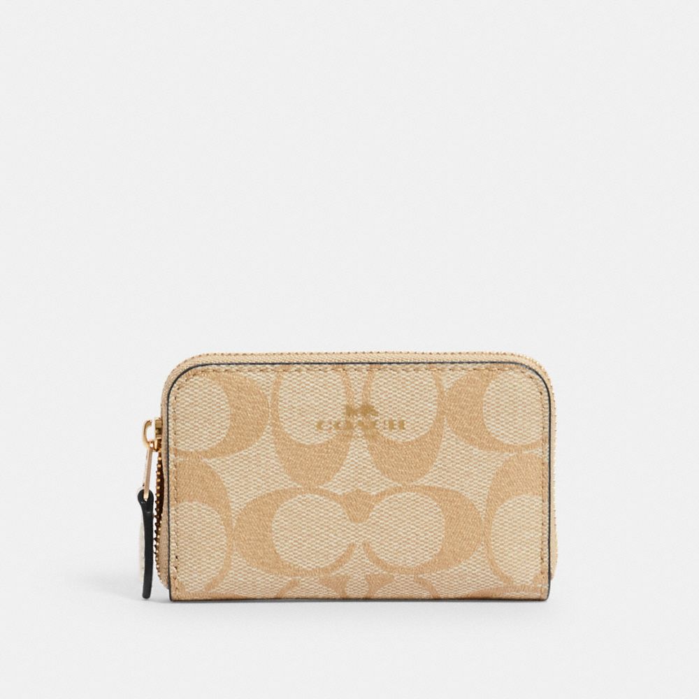 COACH ZIP AROUND COIN CASE IN SIGNATURE CANVAS - IM/LIGHT KHAKI CHALK - 78005