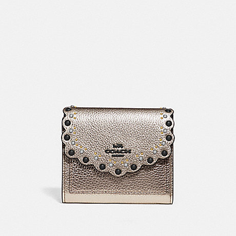 COACH SMALL WALLET WITH SCALLOP RIVETS - GM/PLATINUM - 78109