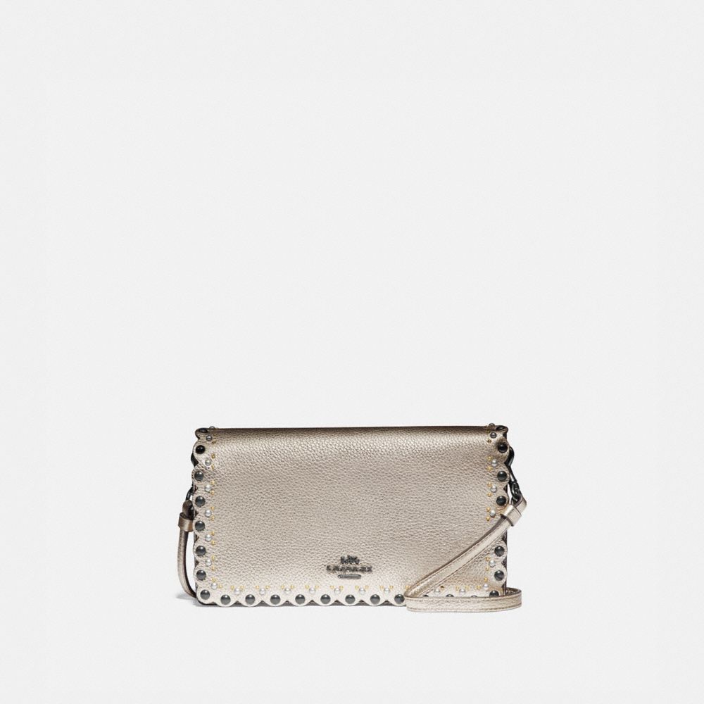 COACH 78132 Hayden Foldover Crossbody Clutch With Scallop Rivets GM/PLATINUM