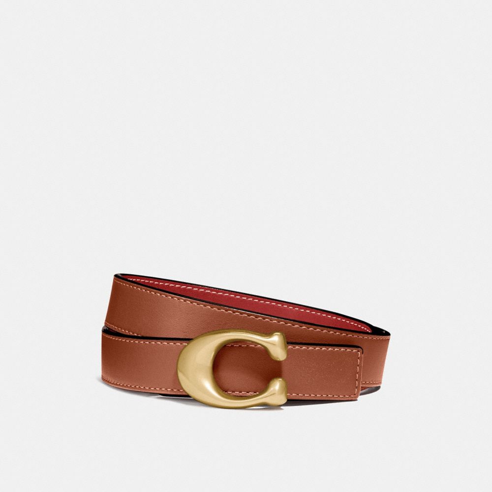 COACH 78176 C Hardware Reversible Belt, 25 Mm BRASS/RED/1941 SADDLE