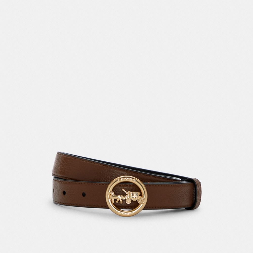 COACH 78181 - HORSE AND CARRIAGE BUCKLE BELT, 25MM IM/SADDLE BLACK