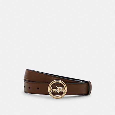 COACH 78181 HORSE AND CARRIAGE BUCKLE BELT, 25MM IM/SADDLE-BLACK