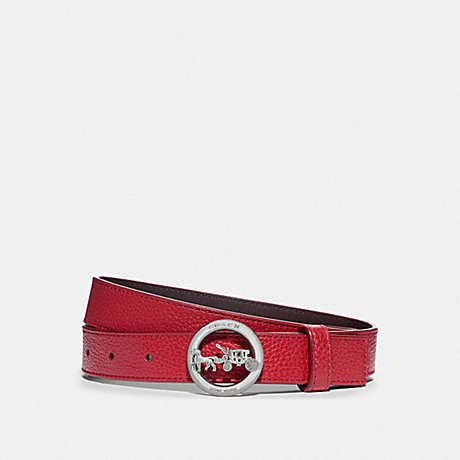 COACH 78181 HORSE AND CARRIAGE BUCKLE BELT, 25MM SV/TRUE-RED-OXBLOOD
