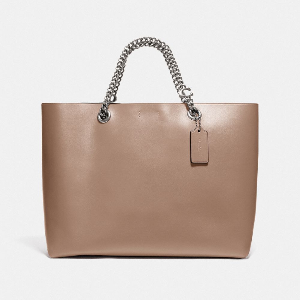 SIGNATURE CHAIN CENTRAL TOTE - LH/TAUPE - COACH 78218