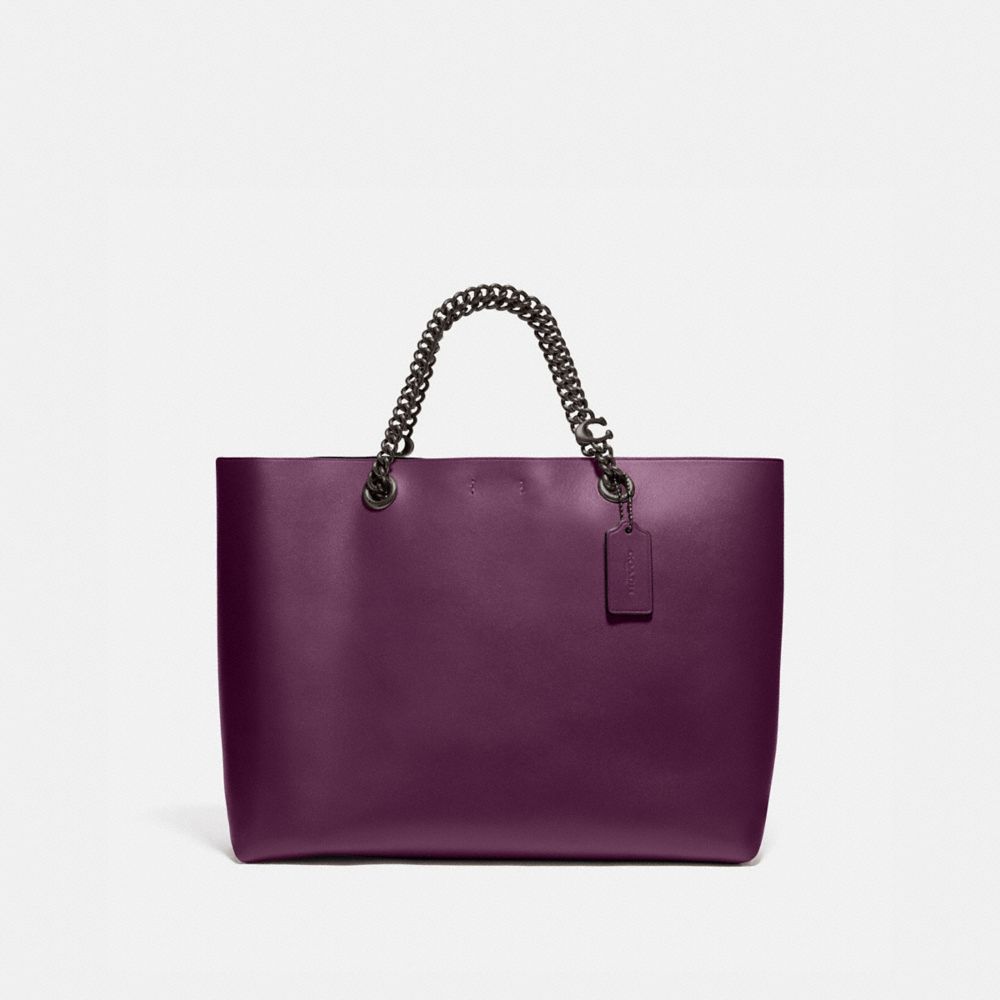 COACH 78218 Signature Chain Central Tote PEWTER/BOYSENBERRY