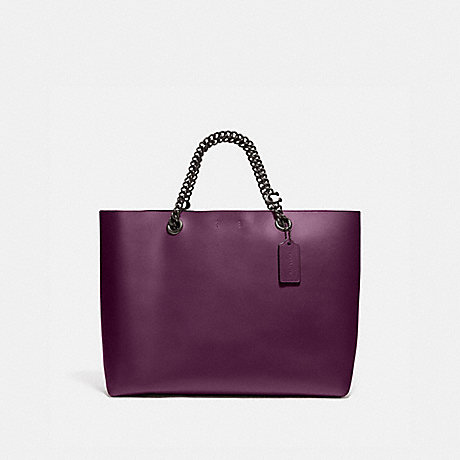 COACH Signature Chain Central Tote - PEWTER/BOYSENBERRY - 78218