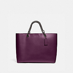 Signature Chain Central Tote - PEWTER/BOYSENBERRY - COACH 78218