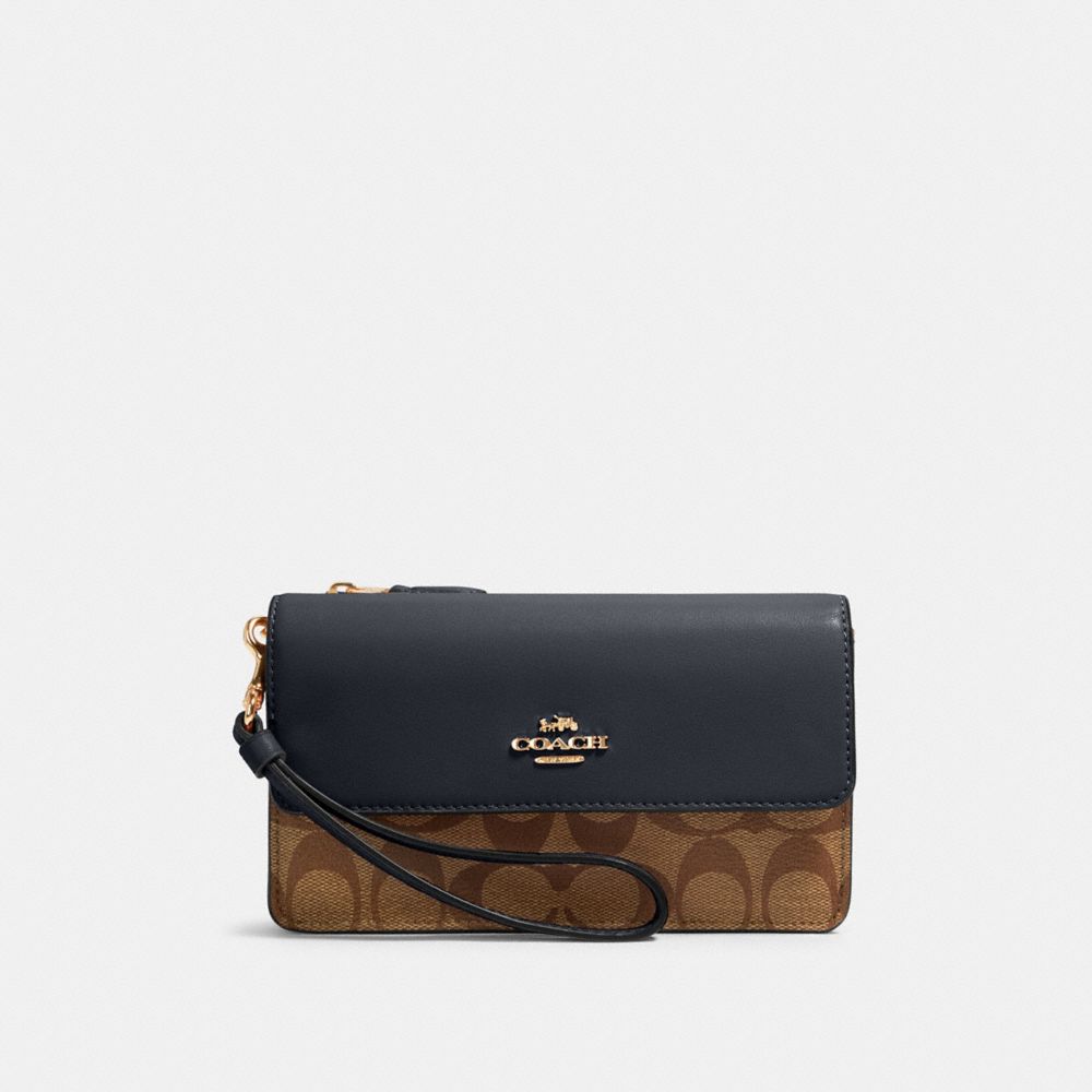 FOLDOVER WRISTLET IN SIGNATURE CANVAS - IM/KHAKI MIDNIGHT - COACH 78229