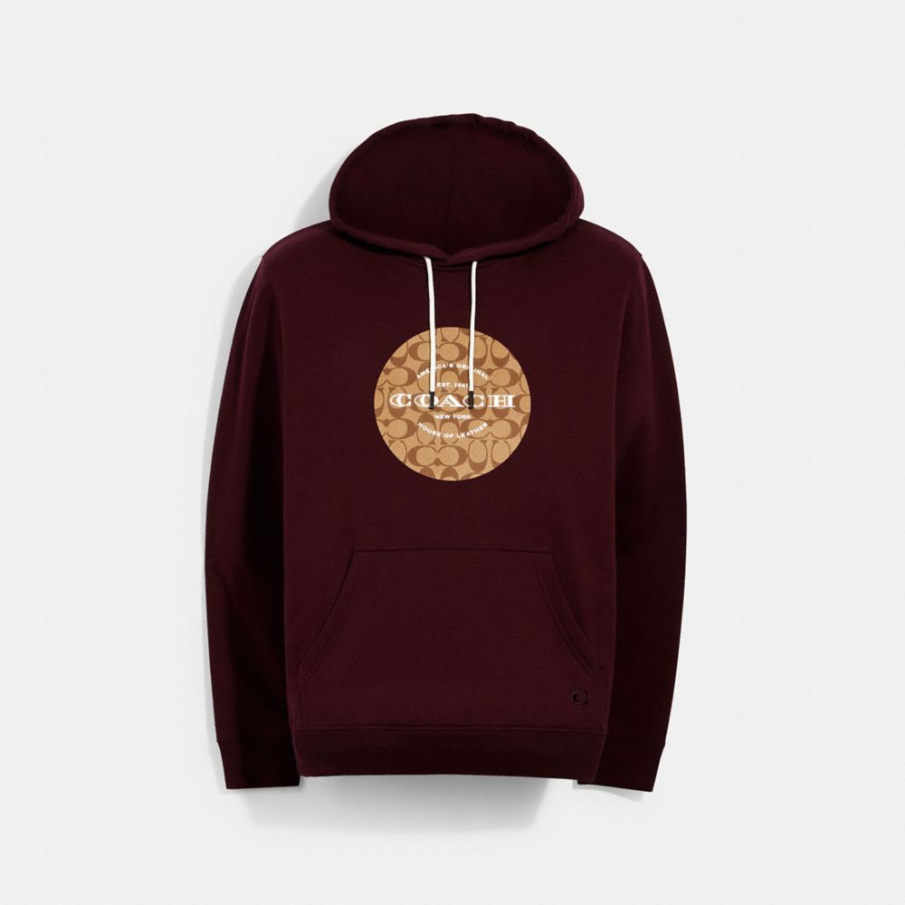 COACH PULLOVER HOODIE - MAROON - 78299