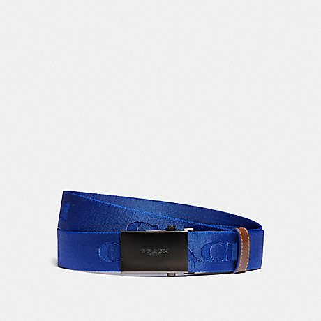 COACH 78337 Plaque Buckle Belt With Coach Print, 35 Mm SPORT-BLUE/SADDLE