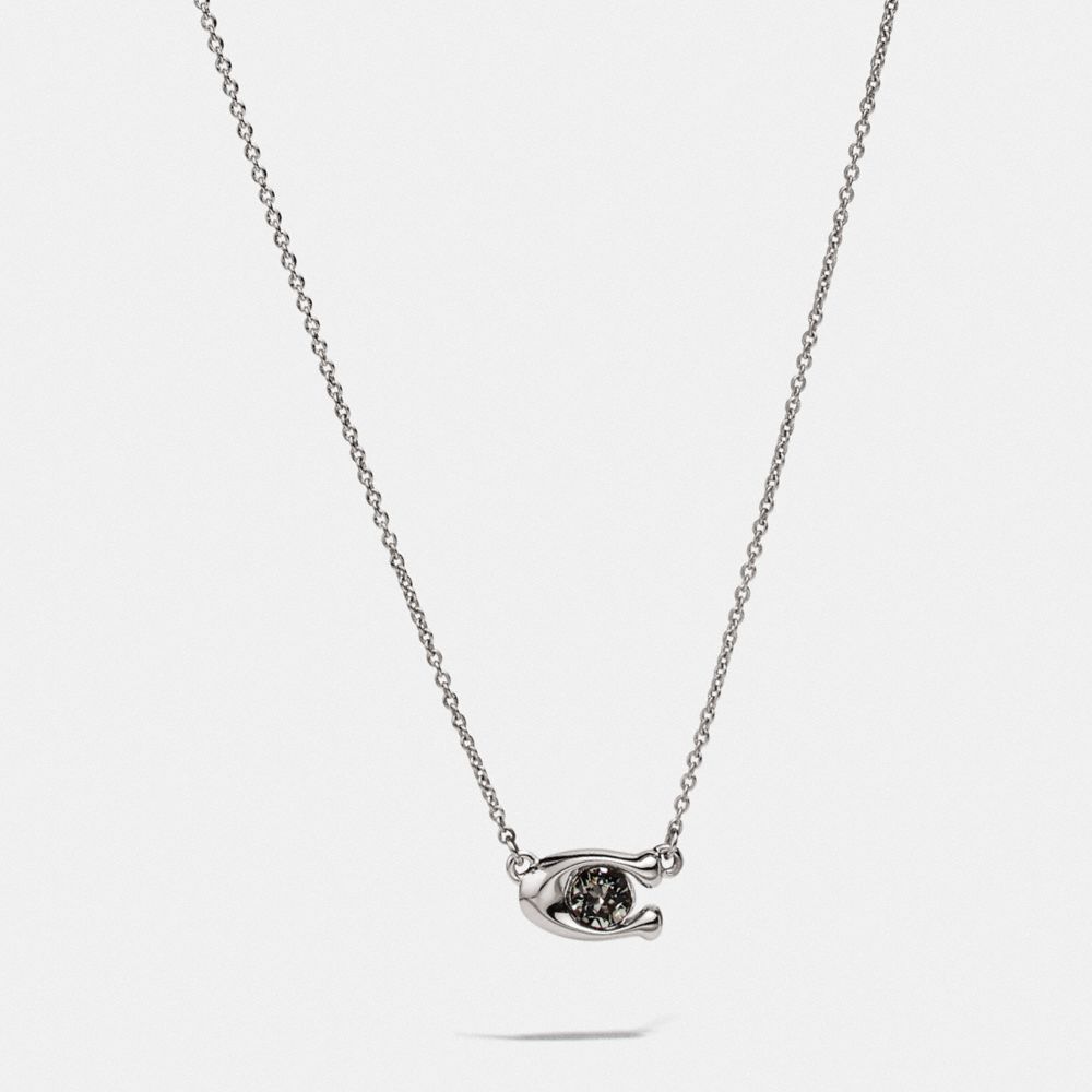 SIGNATURE STONE NECKLACE - BLACK/SILVER - COACH 78360