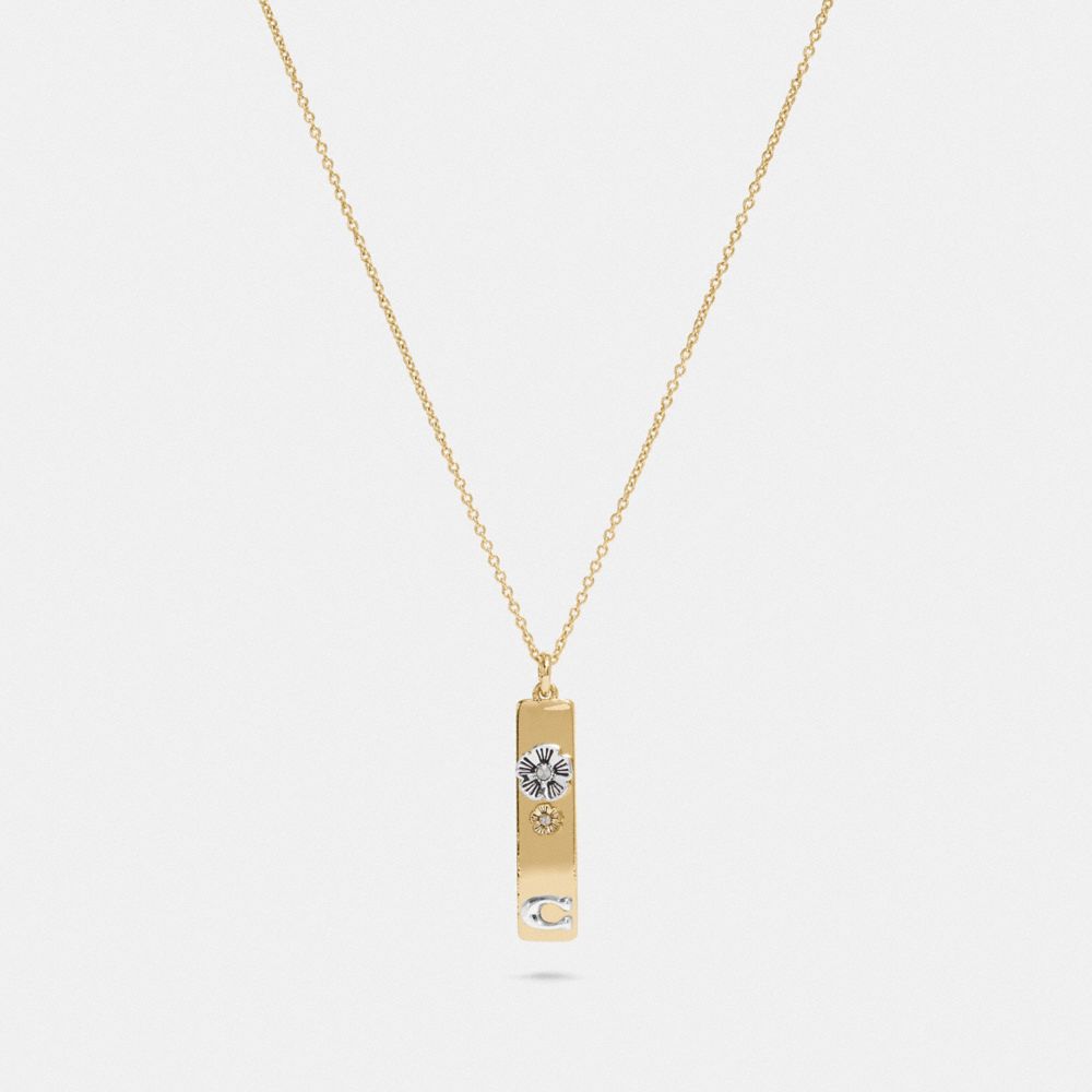 COACH 78363 Tea Rose Drop Bar Necklace GOLD