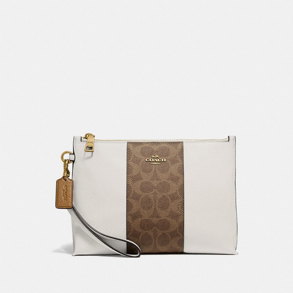 CHARLIE POUCH WITH SIGNATURE CANVAS BLOCKING - BEIGE - COACH 78372