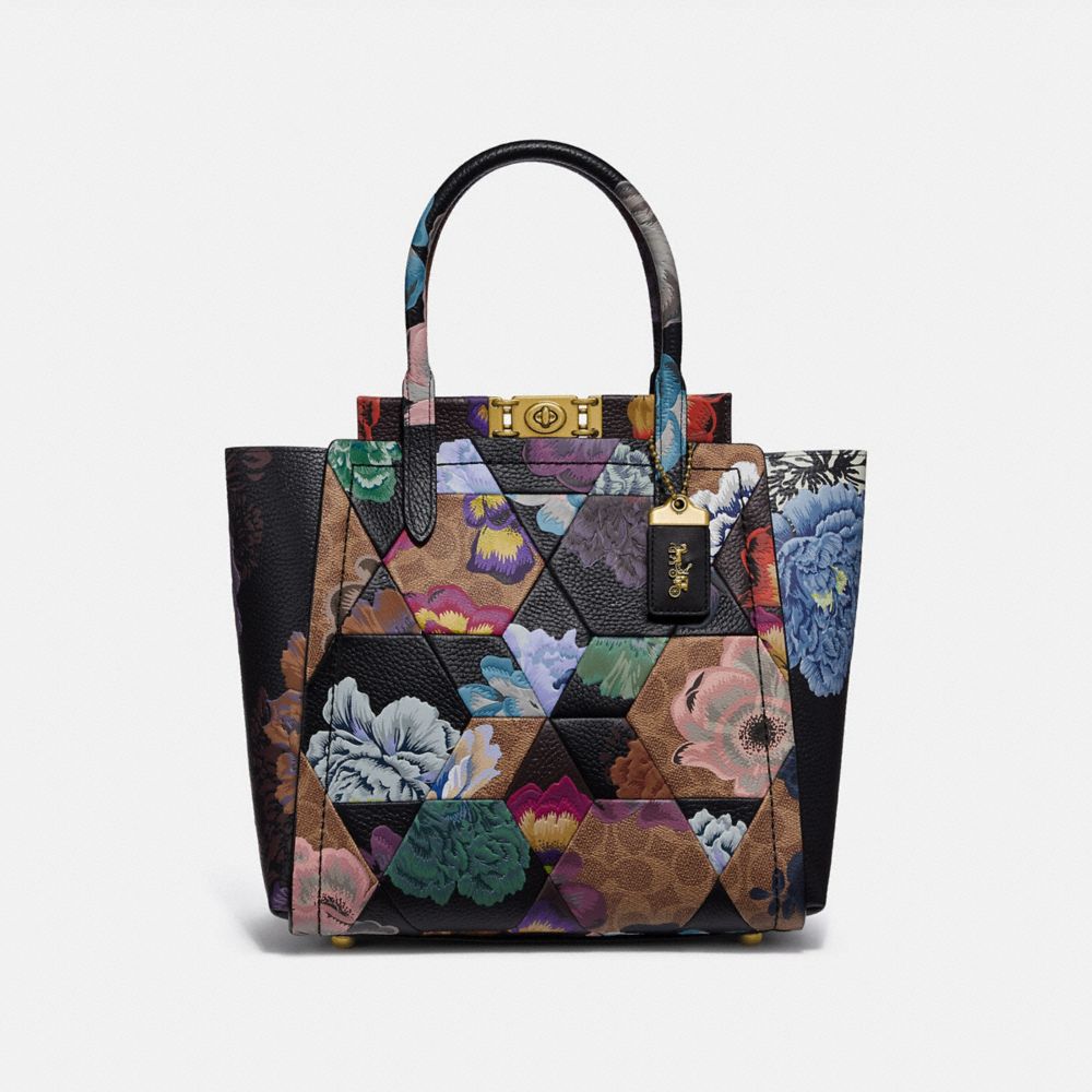 COACH 78465 Troupe Tote In Signature Canvas With Patchwork Kaffe Fassett Print B4/TAN MULTI