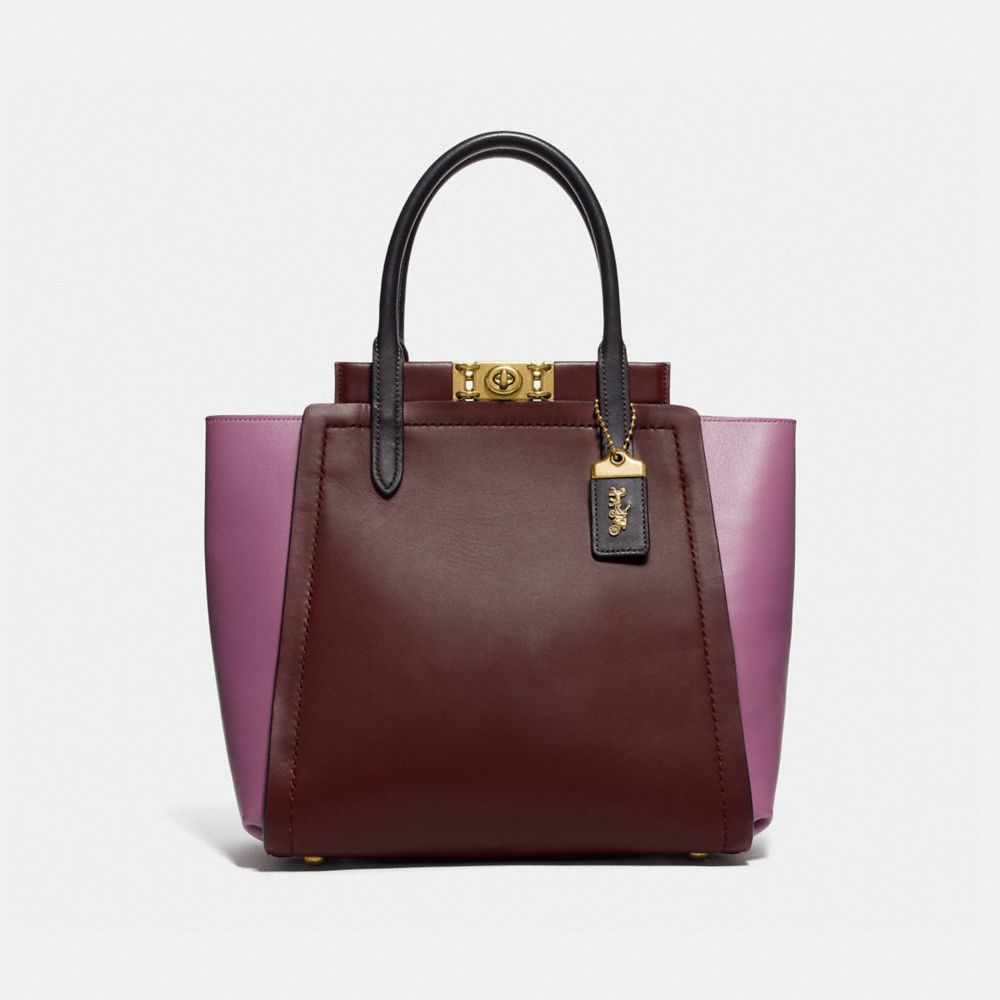 COACH 78484 Troupe Tote In Colorblock BRASS/CRANBERRY MULTI