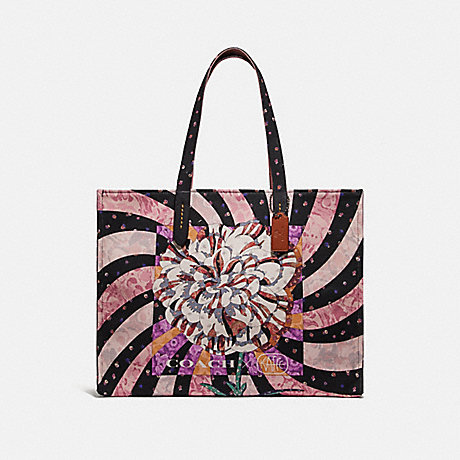 COACH 78511 TOTE 42 WITH KAFFE FASSETT PRINT CREAM/PEWTER