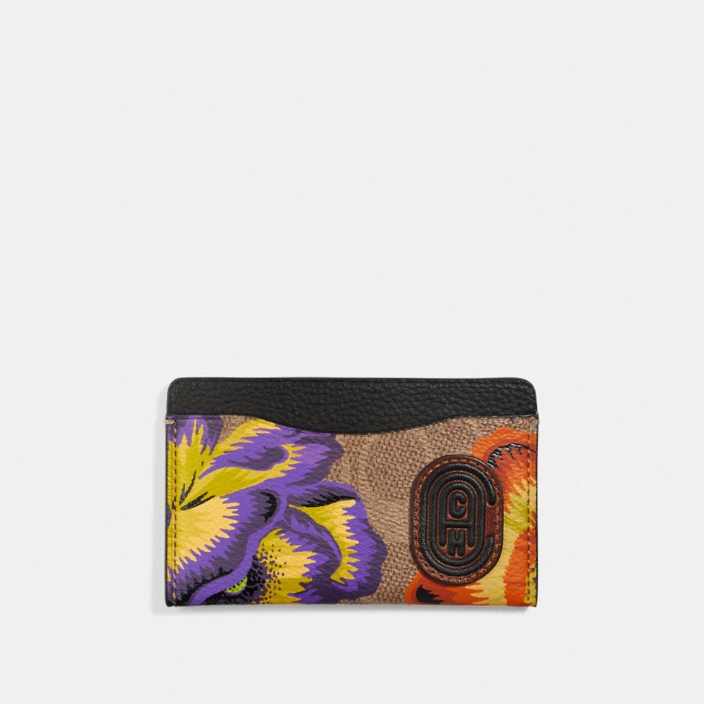 SMALL CARD CASE IN SIGNATURE CANVAS WITH KAFFE FASSETT PRINT - V5/TAN MULTI - COACH 78554