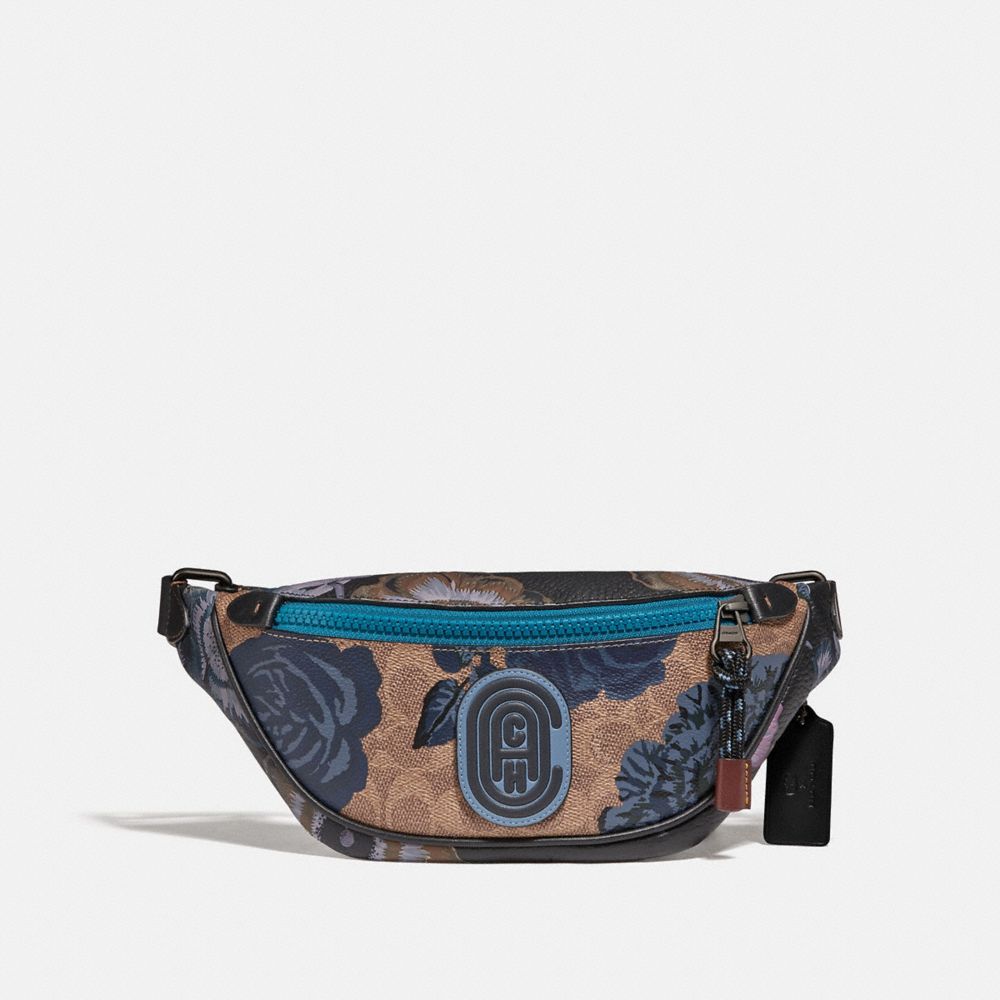 MINI RIVINGTON BELT BAG IN SIGNATURE CANVAS WITH KAFFE FASSETT PRINT - 78563 - V5/TAN BLUE MULTI