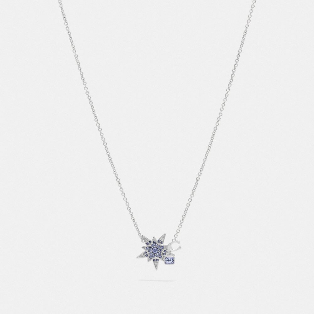 COACH 78582 Signature Star Necklace SILVER/BLUE